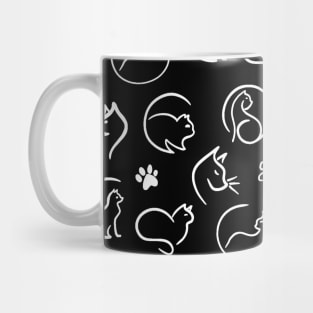 black and white cat pattern seamless background wallpaper Mug